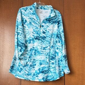 Exertek Blue and White Half-Zip Pullover Tunic NWT 2X Ret $48